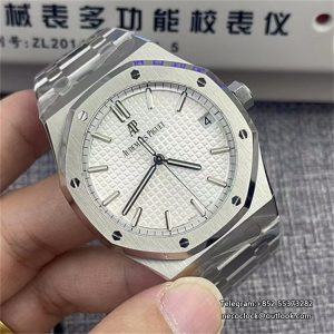 AP Royal Oak 41mm 15500 White Dial SS Bracelet ZF A4302 Free Sprung