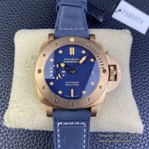 PAM1074 42mm Submersible Bronze Blue Dial Blue Leather Strap VSF P9000