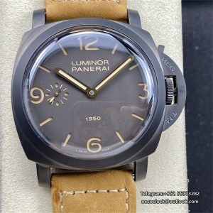 PAM375 47mm Luminor Ceramic Grey Dial Brown Leather Strap HWF P3000