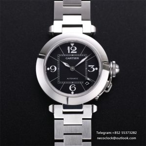 Pasha De Cartier 35mm Ladies Black Dial SS Bracelet TWCF A2892