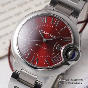 Ballon Bleu De Cartier 33mm Red Dial SS Bracelet AF NH05A