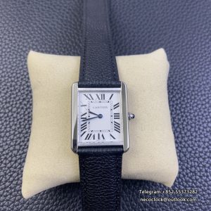 Tank 24mm White Dial Black Leather Strap DRF Swiss Quartz
