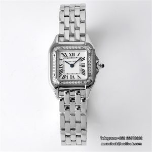 PANTHERE 22mm Ladies Diamond Bezel White Dial SS Bracelet BVF Swiss Quartz