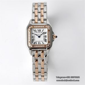 PANTHERE 22mm Ladies RG/SS Diamond Bezel White Dial RG/SS Bracelet BVF Swiss Quartz