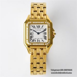 PANTHERE 27mm Ladies YG Diamond Bezel White Dial YG Bracelet BVF Swiss Quartz