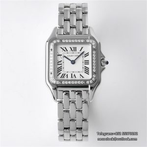 PANTHERE 27mm Ladies Diamond Bezel White Dial SS Bracelet BVF Swiss Quartz