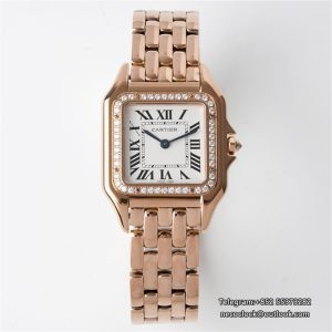 PANTHERE 27mm Ladies RG Diamond Bezel White Dial RG Bracelet BVF Swiss Quartz