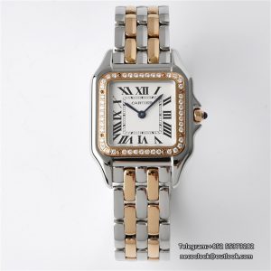 PANTHERE 27mm Ladies RG/SS Diamond Bezel White Dial RG/SS Bracelet BVF Swiss Quartz