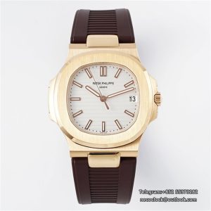 Nautilus 5711 40mm RG White Dial Brown Rubber Strap PPF A330SC