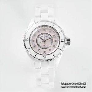 J12 33mm Ceramic MOP Dial Diamond Marker Ceramic Bracelet XF Swiss Quartz