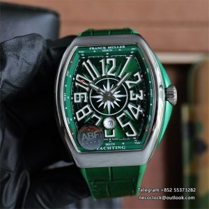 Vanguard V45 44mm Green Dial Green Leather Strap ABF A2824