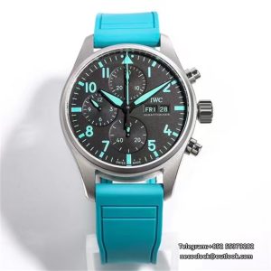 IWC Pilot Chrono 41mm IW388108 AMG Black Dial Blue Rubber Strap TWF A7750