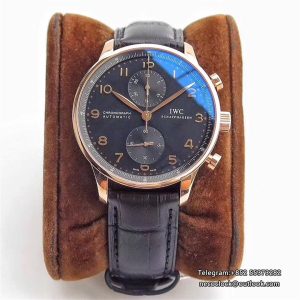IWC Portugieser Chrono 41mm IW371482 RG Black Dial Brown Leather Strap ZF A7750