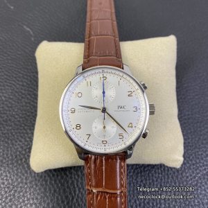 IWC Portugieser Chrono 41mm IW371445 White Dial Brown Leather Strap ZF A7750