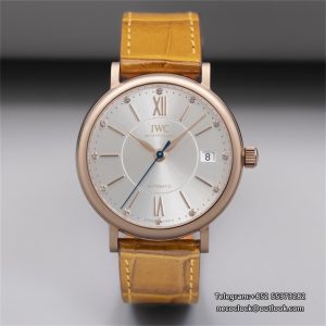 IWC Portofino 37mm Ladies RG Silver Dial Leather Strap V7F A2892