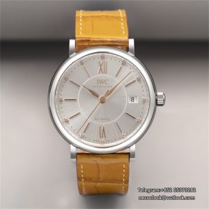 IWC Portofino 37mm Ladies Silver Dial Yellow Leather Strap V7F A2892