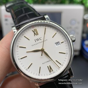 IWC Portofino 40mm IW356517 White Dial Black Leather Strap V7F A2892