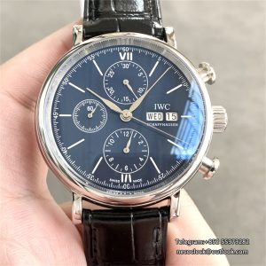 IWC Portofino Chrono 42mm IW391008 Black Dial Black Leather Strap TWF A7750