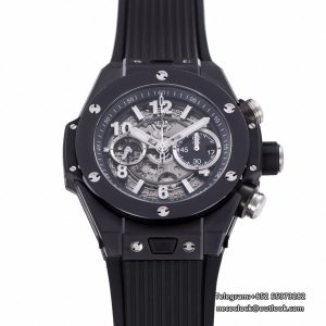 Big Bang Unico Chrono 42mm Blue Ceramic Bezel Skeleton Dial Black Rubber Strap BBF A1280