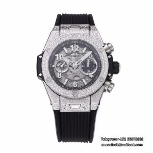 Big Bang Unico Chrono 42mm All Diamond Bezel Skeleton Dial Black Rubber Strap BBF A1280