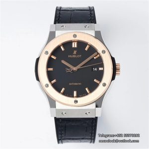 Classic Fusion 42mm RG Black Dial Black Leather Strap JJ+F A1110