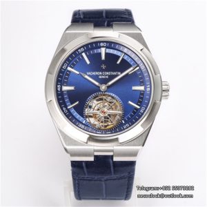 Overseas Tourbillon 42.5mm 6000V Blue Dial Blue Leather Strap BBRF Tourb