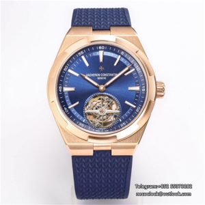 Overseas Tourbillon 42.5mm 6000V RG Blue Dial Blue Leather Strap BBRF Tourb