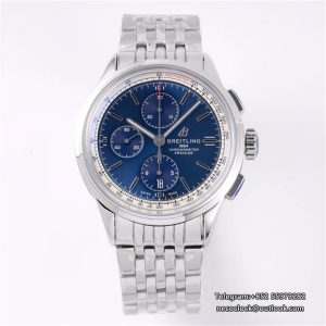 Breitling Chrono 42mm PREMIER Blue Dial SS Bracelet BLSF A7750