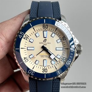 Breitling 44mm SUPEROCEAN Ceramic White Dial Blue Rubber Strap TF A2824