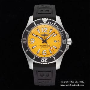 Breitling 42mm SUPEROCEAN Yellow Dial Black Rubber Strap TF A2824