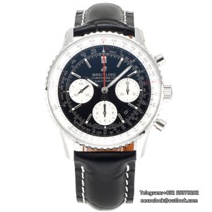 Breitling Chrono 43mm NAVITIMER B01 Black/White Dial Black Leather Strap BLSF A7750