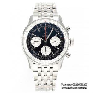 Breitling Chrono 43mm NAVITIMER B01 Black/White Dial SS Bracelet BLSF A7750