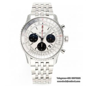 Breitling Chrono 43mm NAVITIMER B01 White/Black Dial SS Bracelet BLSF A7750