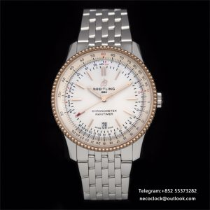 Breitling 41mm NAVITIMER RG White Dial SS Bracelet V7F A2824