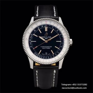 Breitling 41mm NAVITIMER Black Dial Black Leather Strap V7F A2824