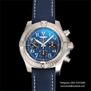 Breitling Chrono 45mm AVENGER Blue/Black Dial Blue Leather Strap BLSF A7750