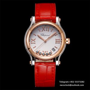 Happy Sport 30mm RG White Dial Red Leather Strap TF A2892