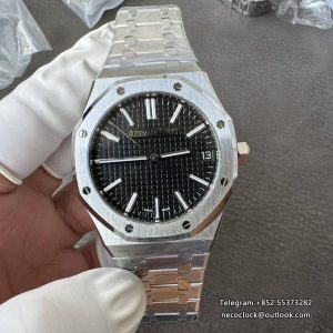 Royal Oak 41mm 15510 SS TOPF 1:1 Best Edition Black Dial on SS Bracelet DD4302 Super Clone