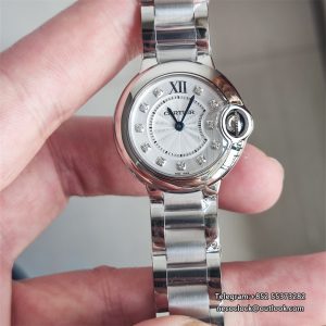 Ballon Bleu De Cartier 28mm SS/SS White/Dia AF Quartz