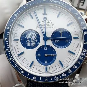 Speedmaster Professional Snoopy SS SMF 1:1 Best  Blue Marker On Blue Nylon Strap A3861(Free SS Bracelet)