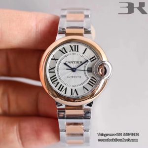 Ballon Bleu De Cartier RG/SS Whtite Dial 33mm Ladies 3KF A076