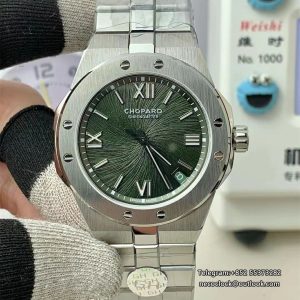 GHF Chopard Alpine Eagle 41mm Lucent Steel Pine Green Sunburst Stick Dial SS Bracelet A2824