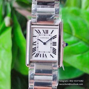 K11F Tank must 33.7*25.5mm White Dial on SS Bracelet Ronda Quartz