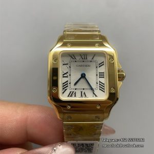 Santos De Cartier 27mm YG/YG Silver Dial AF Quartz