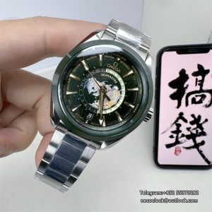 Aqua Terra 150M 43mm Worldtimer SS/SS Green Dial VSF A8938