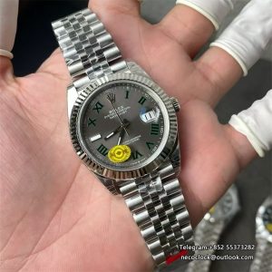 DateJust 126334 41mm Wimbledon SS/SS Grey Dial Green Roma Marker Jubilee VSF DD3235 V3 Free Sprung